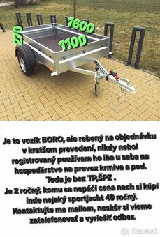 privesny vozik do 750kg, kratky 160cm