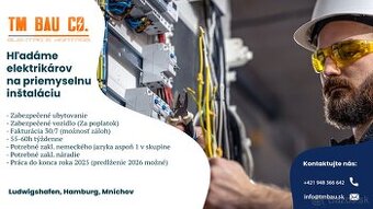 Hľadáme elektrikárov na priemyselnú elektroinštaláciu