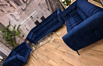 Zamatova tmavomodra sedacka 3+2+1