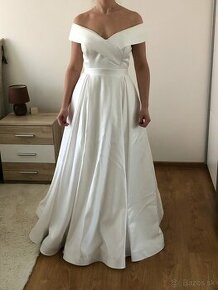 Nádherné saténové svadobné šaty - 1