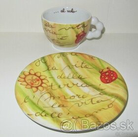 Porcelán - šálka a tanierik, Thun - Made in Italy
