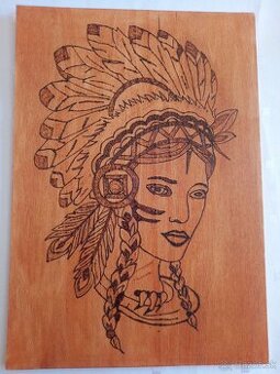 Vypalovany obraz- indianka