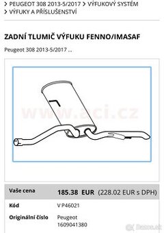 Tlmič výfuku Peugeot 308