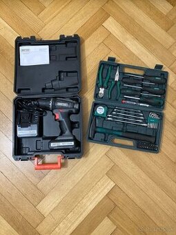 Sada náradia + aku vŕtačka (kompletná sada)