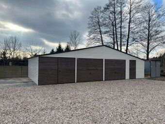 Plechová garáž 12×6m – sedlová strecha PG008