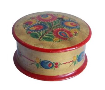 Malovaná dřevěná dóza