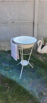 vintage zománcovaný lavór so stojanom