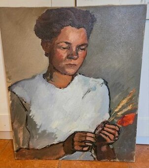 🎨 "Žena s klasmi" - Katalánska škola - Olejomaľba