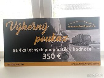 Poukaz na 4ks letné gumy