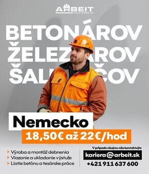 Práca v Nemecku - BETONÁRI, ŽELEZIARI, ŠALOVAČI