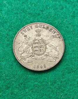 2 gulden 1848, Wurttemberg, krásny