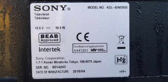 Náhradné diely na TV SONY KDL-40WD650