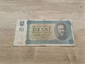 bankovka 10 Ks 1943 Ťš8 Neperforovana Slovenský štát - 1