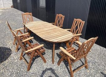 AKCIA - TEAK - Lakovany set - XXL Stol + 6 poloh.stoliciek