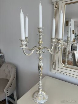 5-ramenný svietnik v štýle Shabby Chic