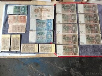 Soubor 20 bankovek říšských Marek z oběhu