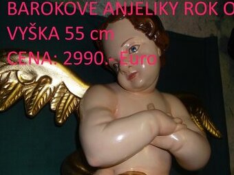 Drevené barokové sochy anjelíky do páru