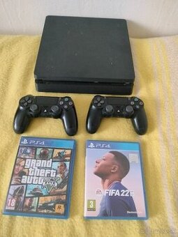 Playstation 4 slim 2x ovladač + dve hry