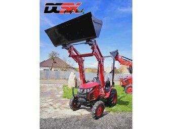 Traktor TYM T255 s čelným nakladačom a medzinápravovou kosou