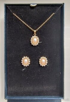 Nový zlatý náhrdelník a náušnice z bižutérie so zirkónikmi