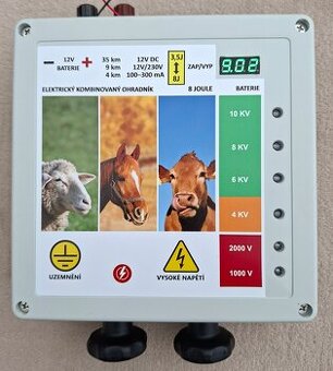 Elektrický, ohradník, oplotok SOLÁR 12V/230V 8J