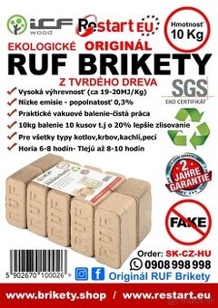 Predám Originál RUF Brikety Tvrdé Palivové Drevo