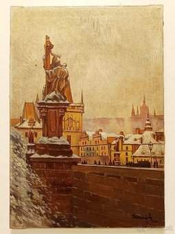 Obraz, Praha Karlův most, olej plátno 50x35