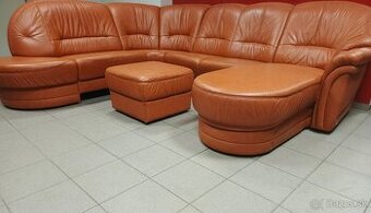 Kožená sedacia súprava v tvare U - PRAVÁ KOŽA, ako NOVÁ
