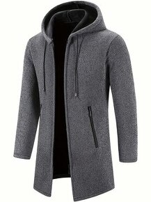 mäkkučký teplý pánsky kabát s kapucňou XL - 1