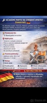 HĽADÁME ŽIVNOSTNÍKOV NA STROJOVÉ OMIETKY