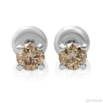 Champagne 0,83ct diamantové náušnice z 14ct bieleho zlata