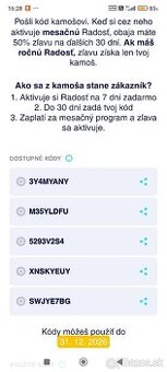 Kody na 50% zlavu Radost