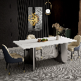strieborný glamour stôl s mramorovou doskou 180 PREMIUM