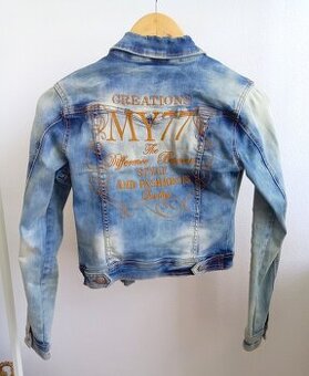 Stylova damska denim bunda My77 NOVA vzadu s napisom