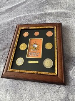 Sada Euro mincí San Maríno - v dekoratívnom ráme