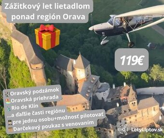 Darčekový poukaz na let lietadielkom ponad Oravu