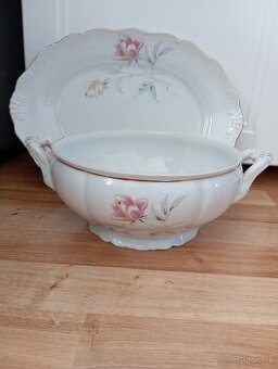 Starožitný porcelán - polievková misa a servírovacia misa