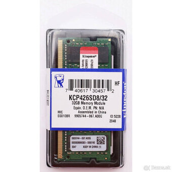 SODIMM Kingston DDR4 32GB 2666MHz CL19 (1x32GB) KCP426SD8/32