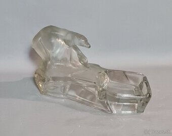 Sklenený popolník-  Polárne medvede, Art Deco,