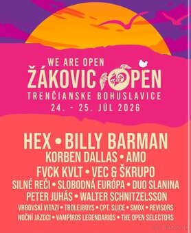 Predám 2x Žákovic Open vstupenky