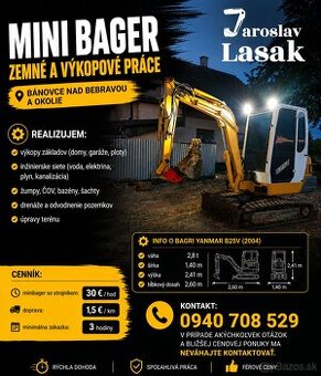 🚧 ZEMNÉ A VÝKOPOVÉ PRÁCE – OKOLIE BÁNOVCE NAD BEBRAVOU 🚧