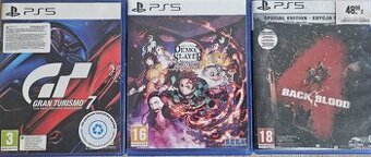 PS5 hry, Back 4 blood, Gran Turismo 7, Demon Slayer