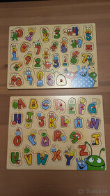 Vkladacie drevené puzzle abeceda a čísla