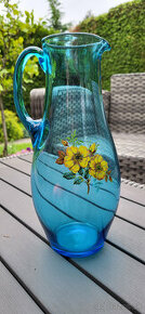 Starožitná váza / džbán - modré sklo