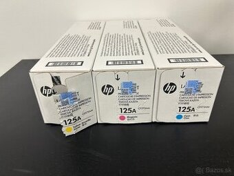 Predám originálne tonery HP 125A – žltý, fialový, modrý
