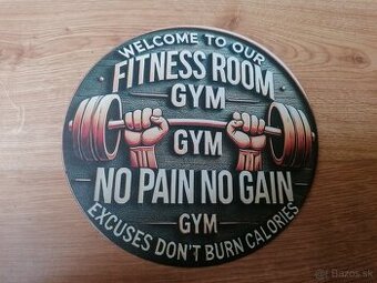Plechová guľatá tabuľa Fitness Room