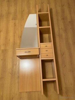 Toaletný stolík so zrkadlom a  policovou skrinkou