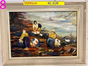 Obrazy pekné olejomaľby na plátne 9 kusov