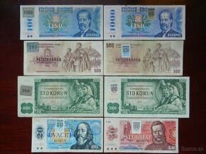...Československe bankovky aj kolkované...