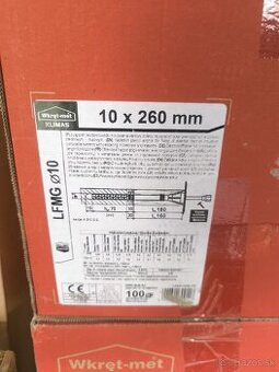 Tanierové hmoždinky s oceľovým tŕňom 10x260